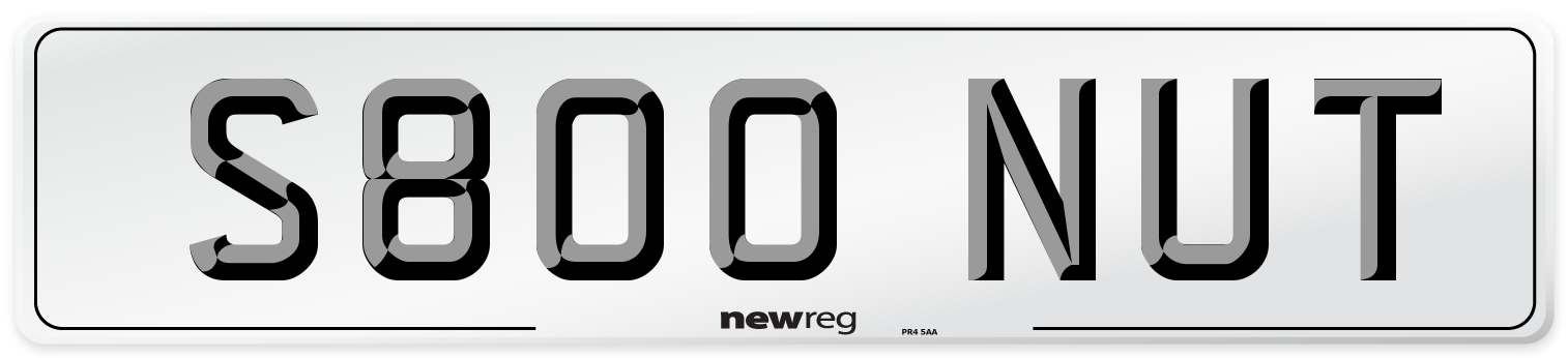 S800 NUT Number Plate from New Reg